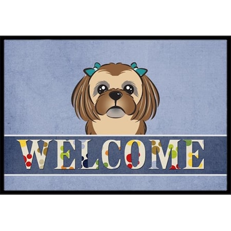 Carolines Treasures BB1435MAT Chocolate Brown Shih Tzu Welcome Indoor & Outdoor Mat; 18 x 27 in. BB1435MAT